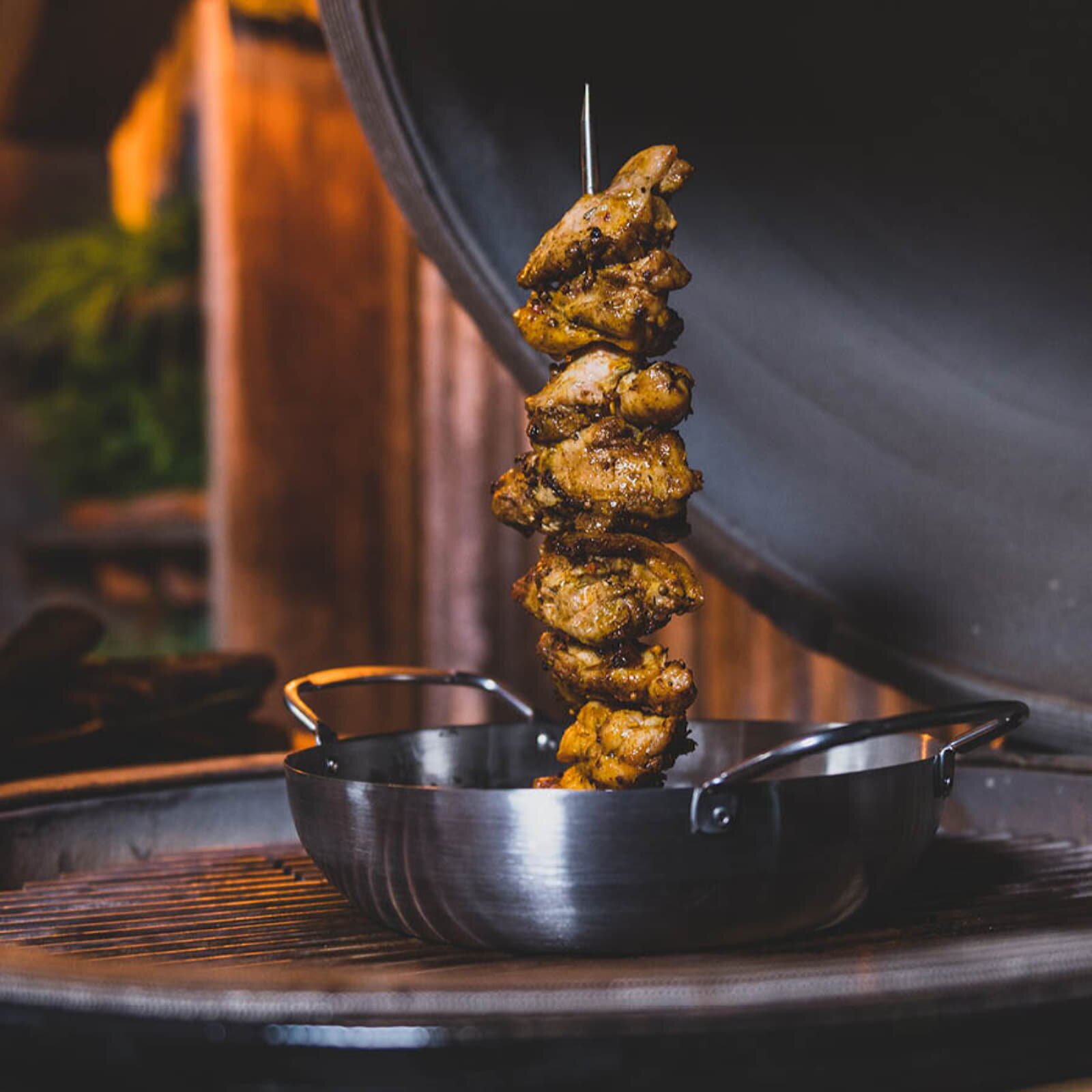 Yakiniku Grillschale mit Spieß, Edelstahl