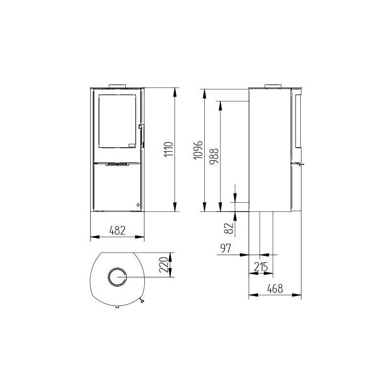 Kaminofen Jydepejsen Mido Stahl - 6 kW - Schwarz - AUSSTELLUNGSSTÜCK