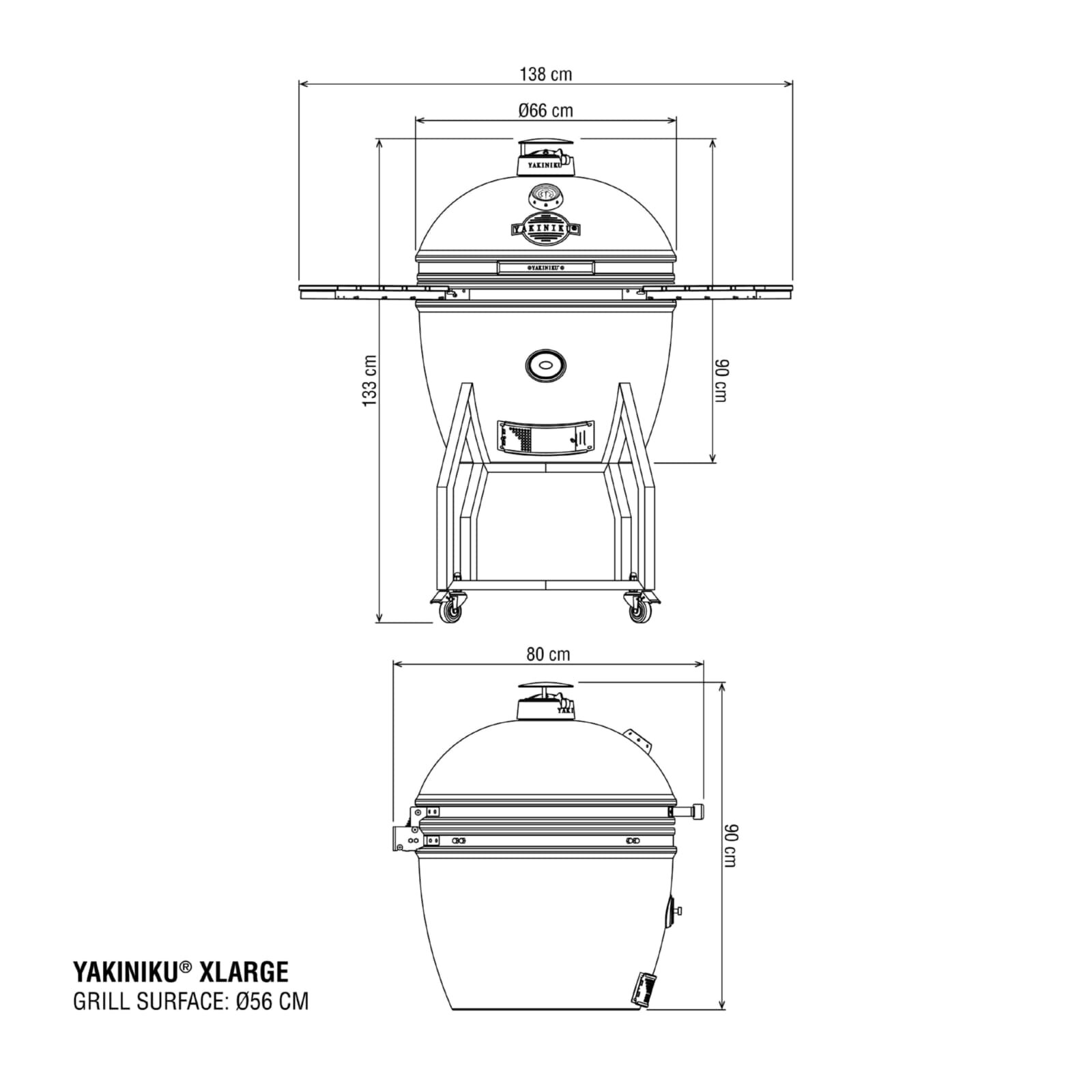 Keramikgrill Yakiniku Kamado 22", XL inkl. Gestell + Seitentischen + Rollen