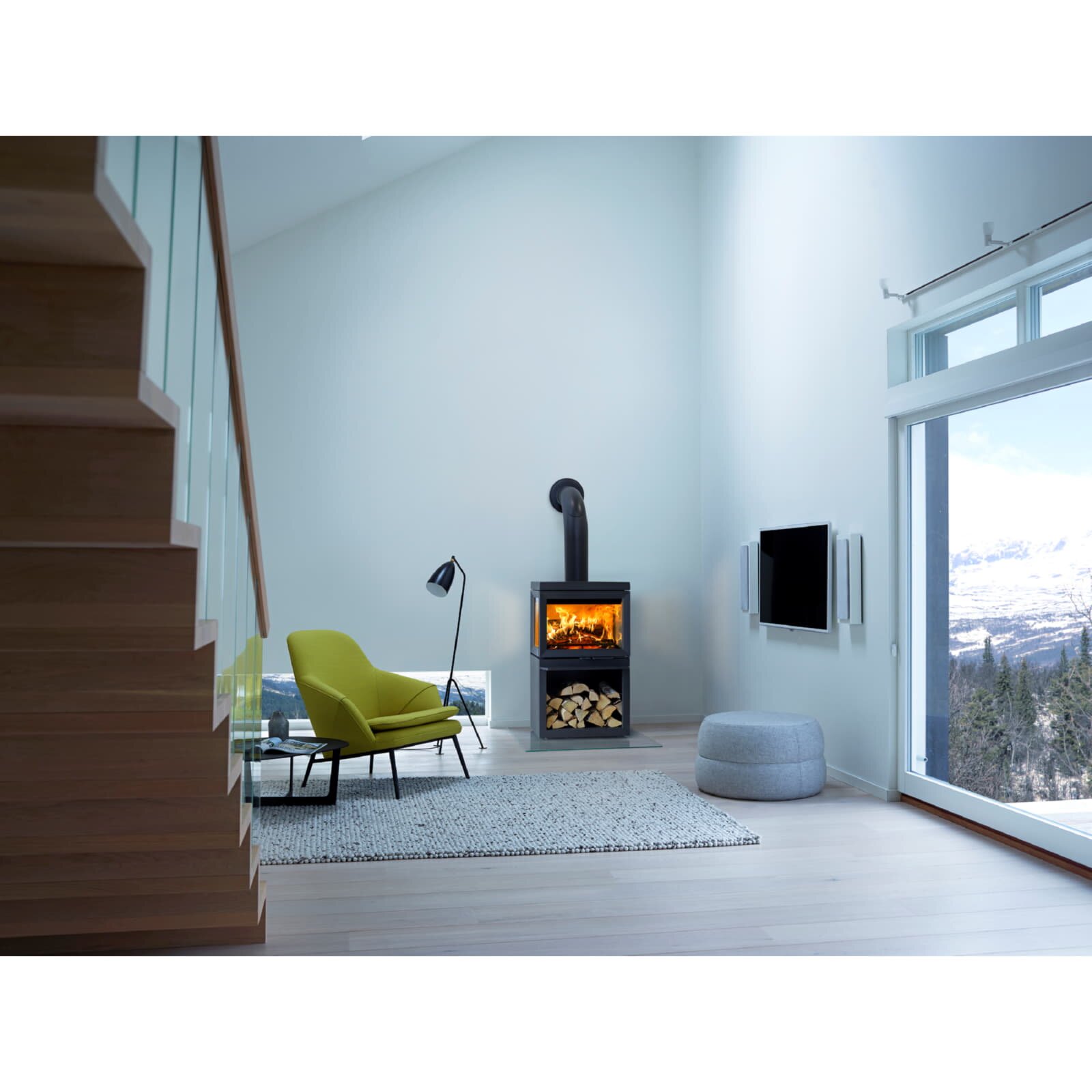 Kaminofen Gussofen Jotul F 520 Sockel (3 Scheiben) - 7,5 kW - Schwarz