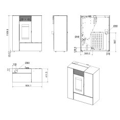 wassergef&uuml;hrter Pelletofen MCZ Feel Hydro Matic 24 R (Anschluss hinten) - Maestro+ - 24,2 kW