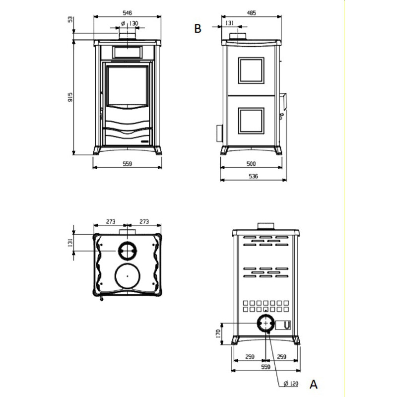 Kaminofen La Nordica Rossella Plus Bordeaux - 8 kW - B-Ware