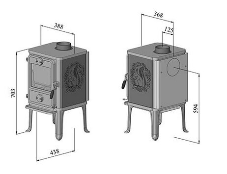 Kaminofen Gussofen Morsoe 1412 mit Eichhörnchen - 5 kW
