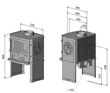 Kaminofen Gussofen Morsoe 2140 mit Eichhörnchen - 5,85 kW