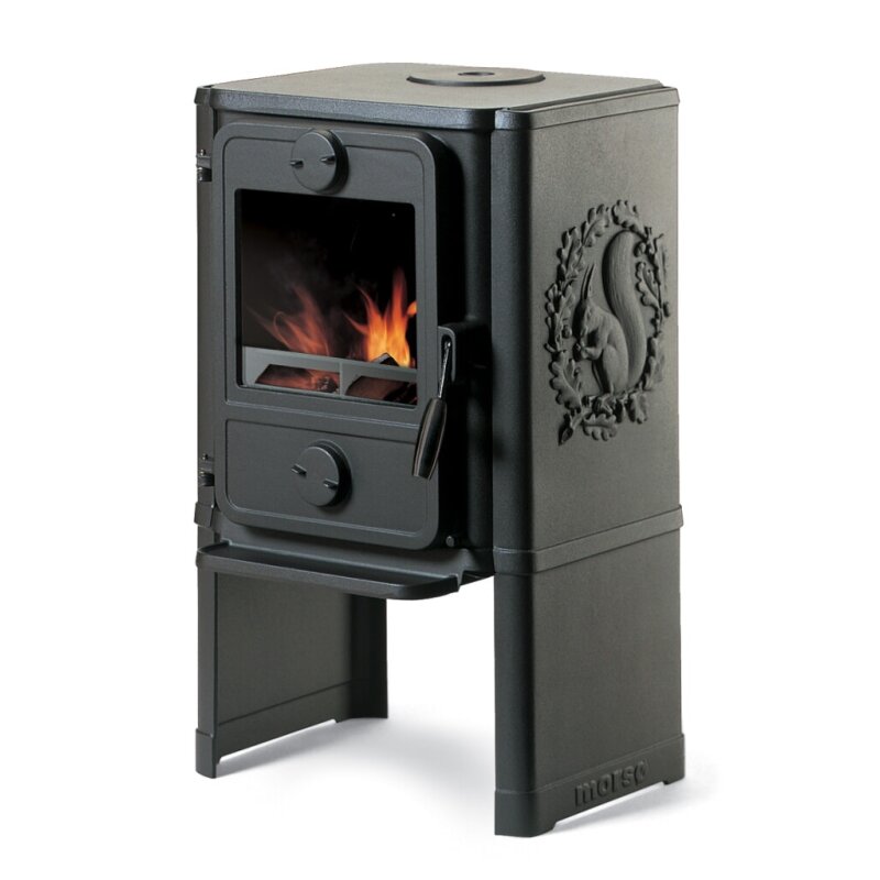 Kaminofen Gussofen Morsoe 1442 - glatt mit Eichhörnchen - 5 kW