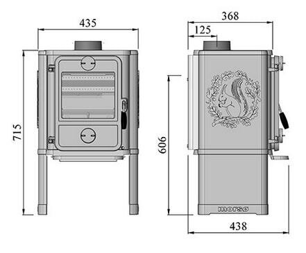 Kaminofen Gussofen Morsoe 1442 - glatt mit Eichhörnchen - 5 kW