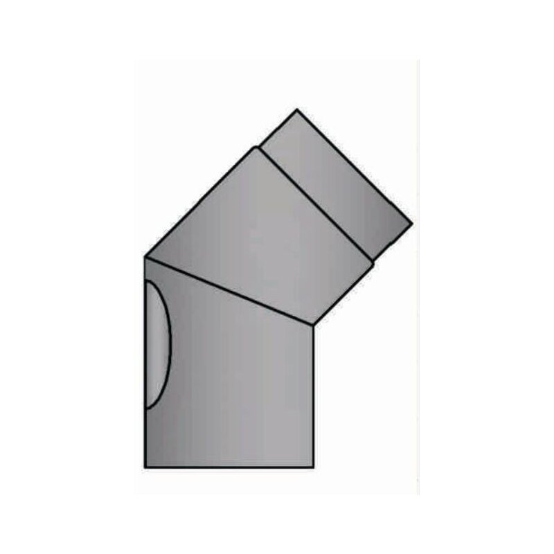 Rauchrohrbogen 45° Ø150 x 2 mm mit Reinigungsöffnung, Farbe grau