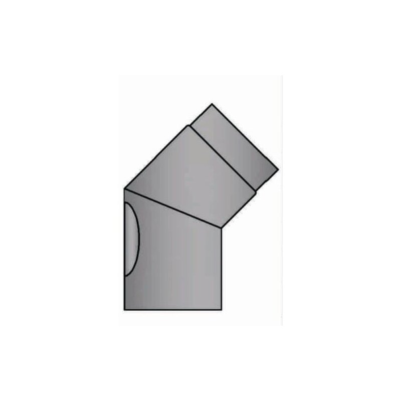 Rauchrohrbogen 45° Ø150 x 2 mm mit Reinigungsöffnung, Farbe grau