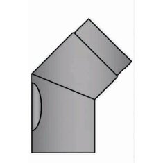 Rauchrohrbogen 45° Ø150 x 2 mm mit Reinigungsöffnung, Farbe grau