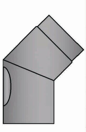 Rauchrohrbogen 45° Ø150 x 2 mm mit Reinigungsöffnung, Farbe grau