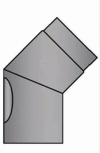 Rauchrohrbogen 45° Ø150 x 2 mm mit Reinigungsöffnung, Farbe grau