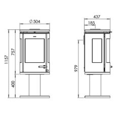 Kaminofen Gussofen Morsoe 7948 auf S&auml;ulenpodest - 7,3 kW
