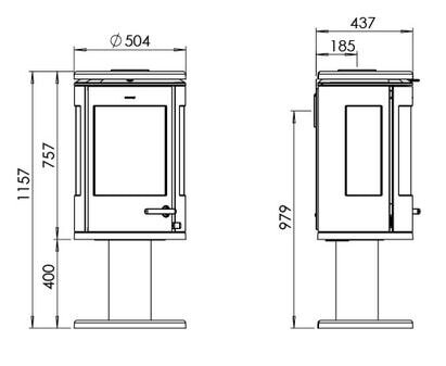 Kaminofen Gussofen Morsoe 7948 auf Säulenpodest - 7,3 kW