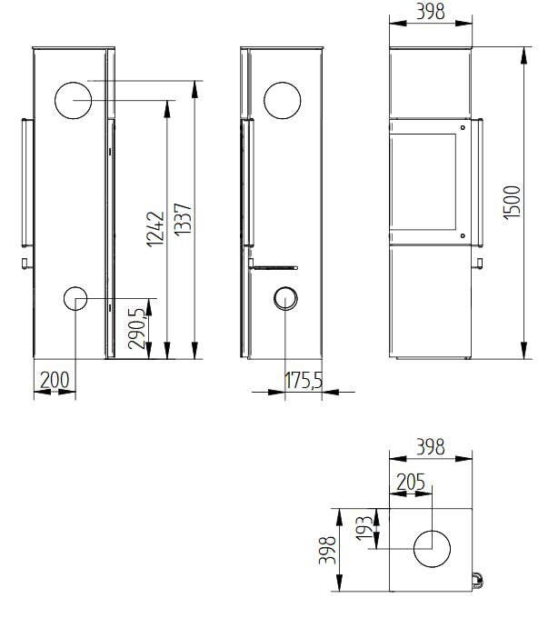 Kaminofen Jydepejsen Panorama 1500 - 7,4 kW - Schwarz