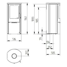 Kaminofen Jydepejsen Mido Speckstein - 6 kW - Grau