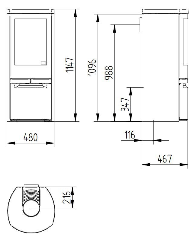 Kaminofen Jydepejsen Cosmo 1147 - 6 kW - Grau
