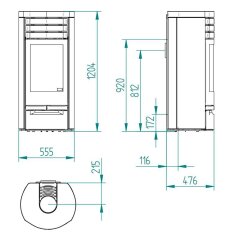 Kaminofen Jydepejsen Cosmo 971 - Speckstein Spezial - 6 kW