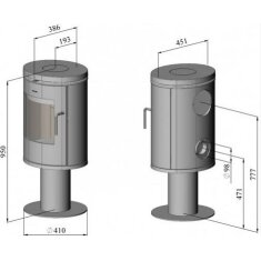 Kaminofen Gussofen Morsoe 6148 auf S&auml;ulenpodest - 5,8 kW