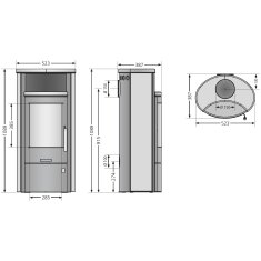 Kaminofen Oranier Pori 5 - 5 kW - Stahl Schwarz - Verkleidung Stahl Schwarz