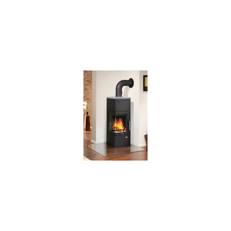 Kaminofen Justus Diego W+ - 6 kW - Stahl Schwarz mit Speicherstein