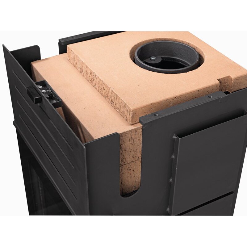 Kaminofen Justus Diego W+ - 6 kW - Stahl Schwarz mit Speicherstein