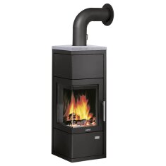 Kaminofen Justus Diego W+ - 6 kW - Stahl Schwarz mit Speicherstein