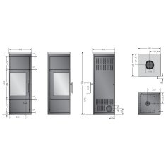 Kaminofen Justus Diego W+ - 6 kW - Stahl Schwarz mit Speicherstein