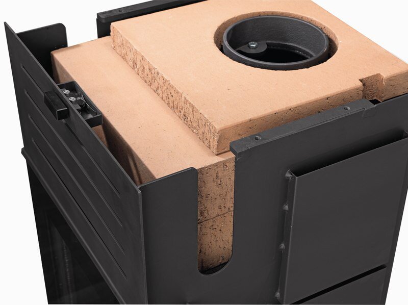 Kaminofen Justus Diego W+ - 6 kW - Stahl Schwarz mit Speicherstein