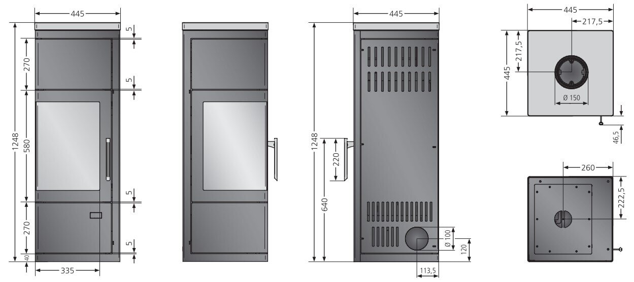 Kaminofen Justus Diego W+ - 6 kW - Stahl Schwarz mit Speicherstein