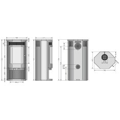 Kaminofen Justus Usedom 7 - 7 kW - Stahl Gussgrau - Verkleidung Speckstein