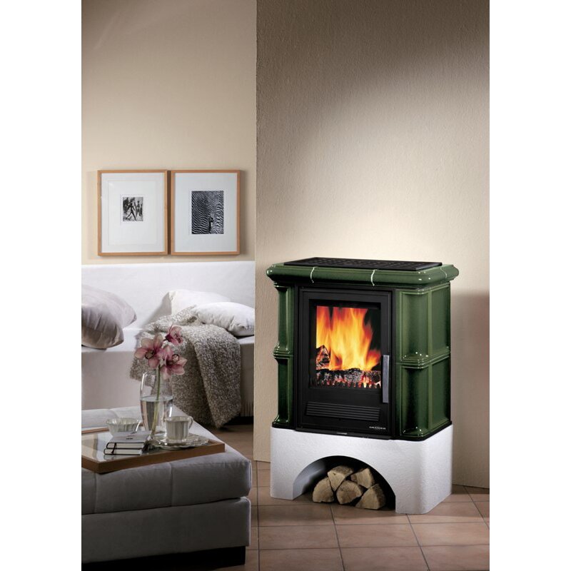 Kaminofen Justus Bavaria - 7 kW - Grün mit Sockel