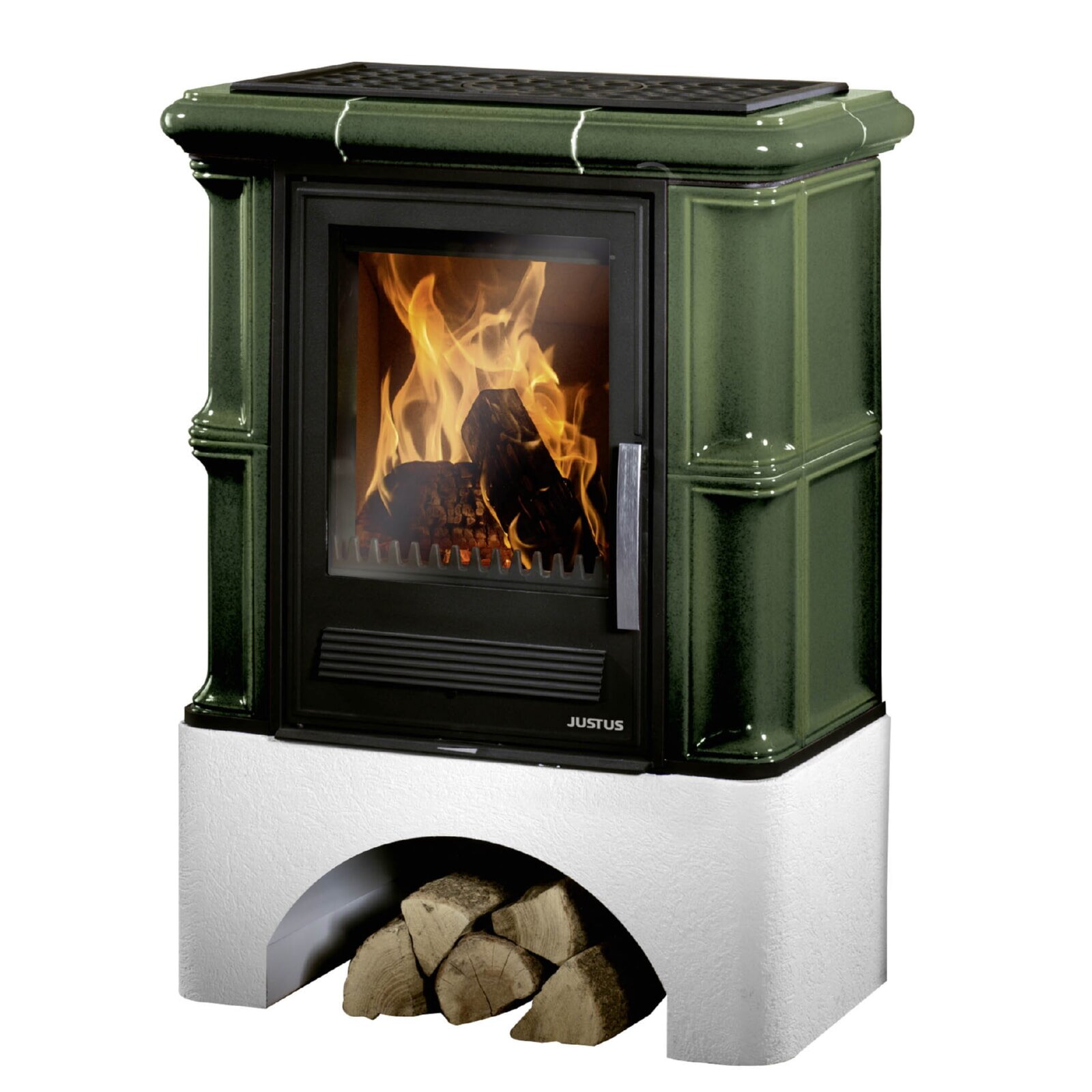 Kaminofen Justus Bavaria - 7 kW - Grün mit Sockel