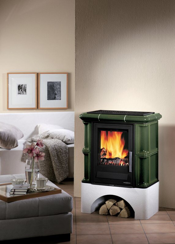 Kaminofen Justus Bavaria - 7 kW - Grün mit Sockel