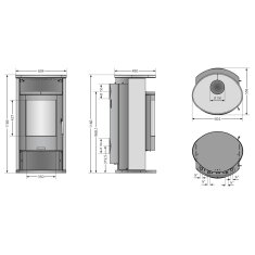 Kaminofen wassergef&uuml;hrt Justus Island Aqua 2.0 - 10 kW - Stahl Gussgrau