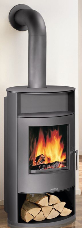 Kaminofen wassergeführt Justus Island Aqua 2.0 - 10 kW - Stahl Gussgrau