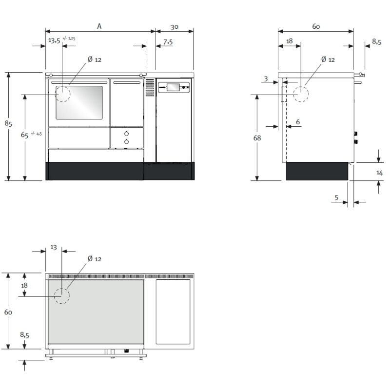 Zentralheizungsherd mit Pelletmodul Lohberger Varioline Classic - LCP 75 B-Z Classic - 8 kW