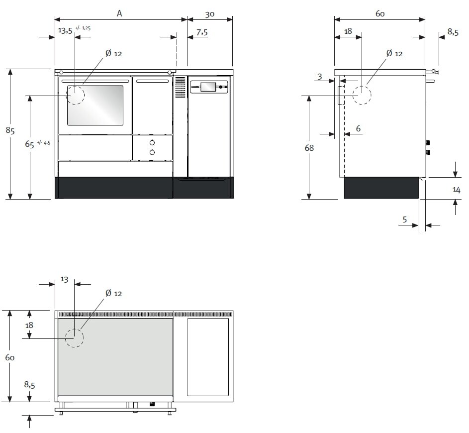 Zentralheizungsherd mit Pelletmodul Lohberger Varioline Classic - LCP 75 B-Z Classic - 8 kW