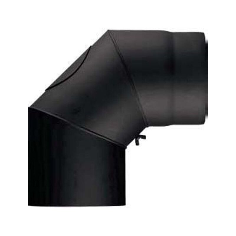 Rauchrohrbogen 90° Ø150 x 2 mm mit Reinigungsöffnung, Farbe schwarz