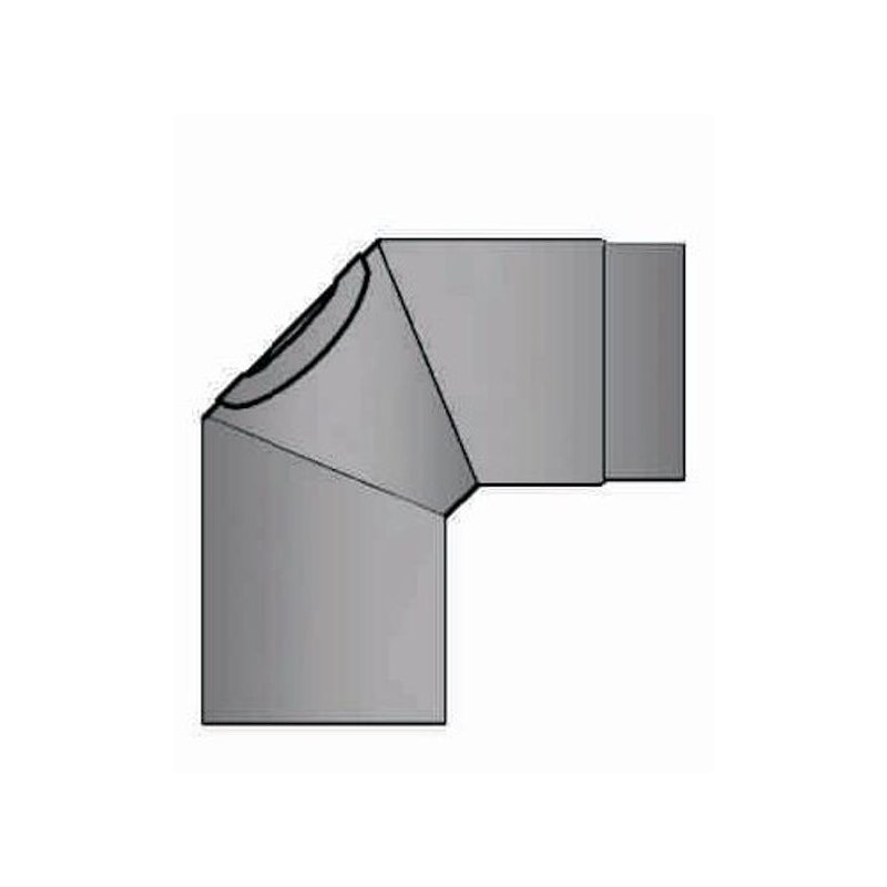 Rauchrohrbogen 90° Ø150 x 2 mm mit Reinigungsöffnung, Farbe schwarz