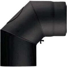 Rauchrohrbogen 90° Ø150 x 2 mm mit Reinigungsöffnung, Farbe schwarz