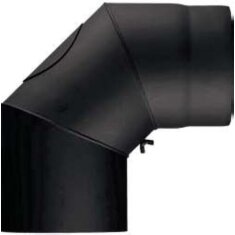 Rauchrohrbogen 90° Ø150 x 2 mm mit Reinigungsöffnung, Farbe schwarz