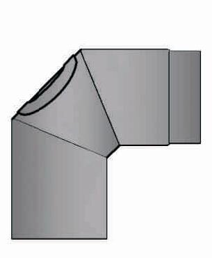 Rauchrohrbogen 90° Ø150 x 2 mm mit Reinigungsöffnung, Farbe schwarz