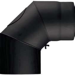 Rauchrohrbogen 90° Ø150 x 2 mm mit Reinigungsöffnung, Farbe schwarz