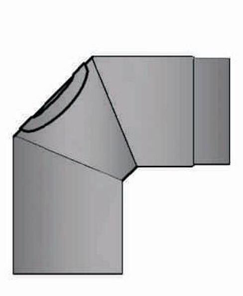 Rauchrohrbogen 90° Ø150 x 2 mm mit Reinigungsöffnung, Farbe schwarz