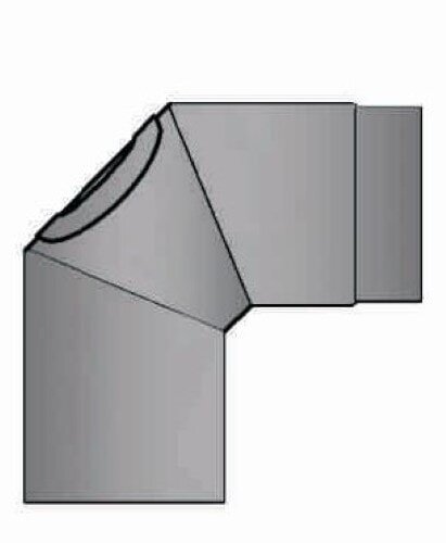 Rauchrohrbogen 90° Ø150 x 2 mm mit Reinigungsöffnung, Farbe schwarz