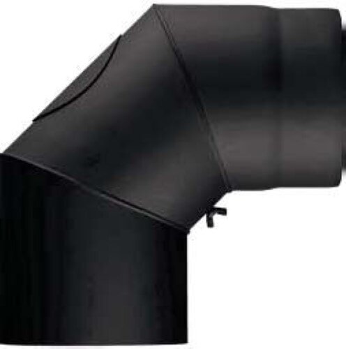 Rauchrohrbogen 90° Ø150 x 2 mm mit Reinigungsöffnung, Farbe schwarz
