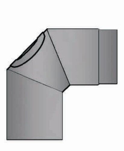 Rauchrohrbogen 90° Ø150 x 2 mm mit Reinigungsöffnung, Farbe schwarz