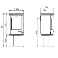 Kaminofen Gussofen Morsoe 7848 auf S&auml;ulenpodest - 7,3 kW