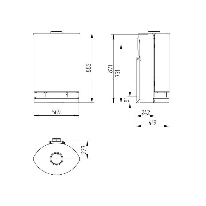 Kaminofen Jydepejsen Elegance Classic Wall - 7 kW