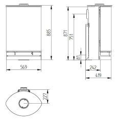 Kaminofen Jydepejsen Elegance Classic Wall - 7 kW